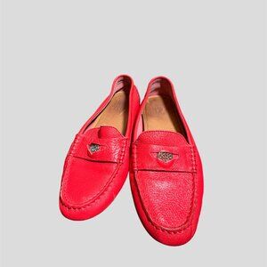 Coach size 7.5 red driving slip on loafers